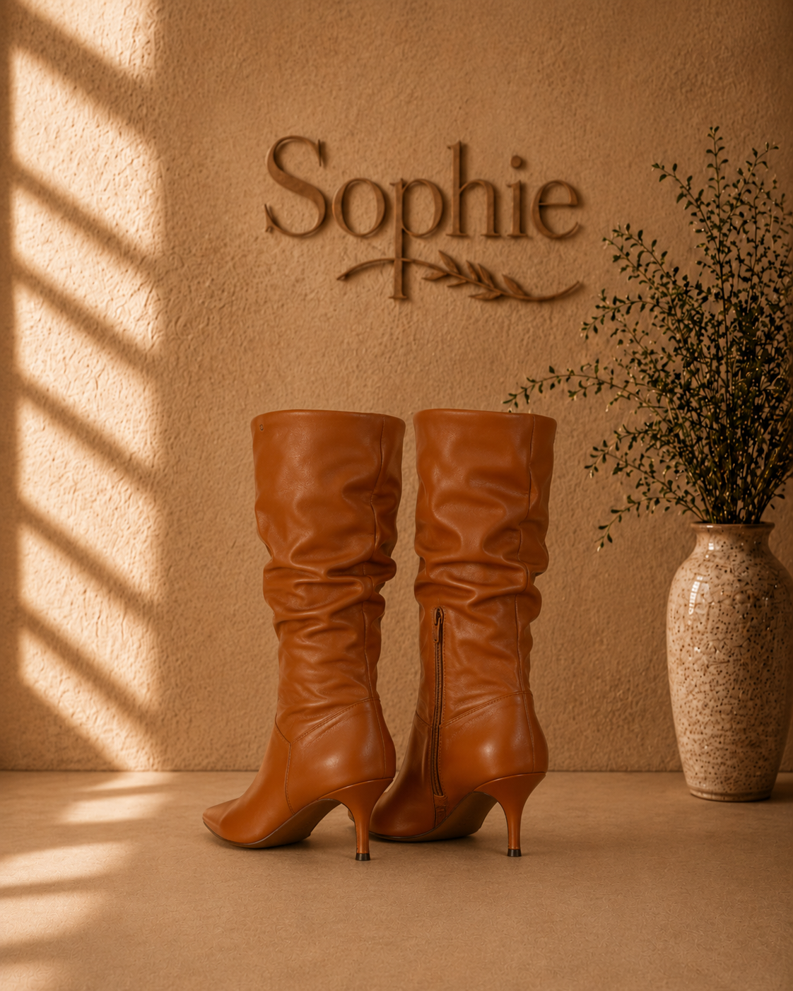 Bota Feminina Sophie Caramelo Slouchy com Salto Fino - miniatura 2